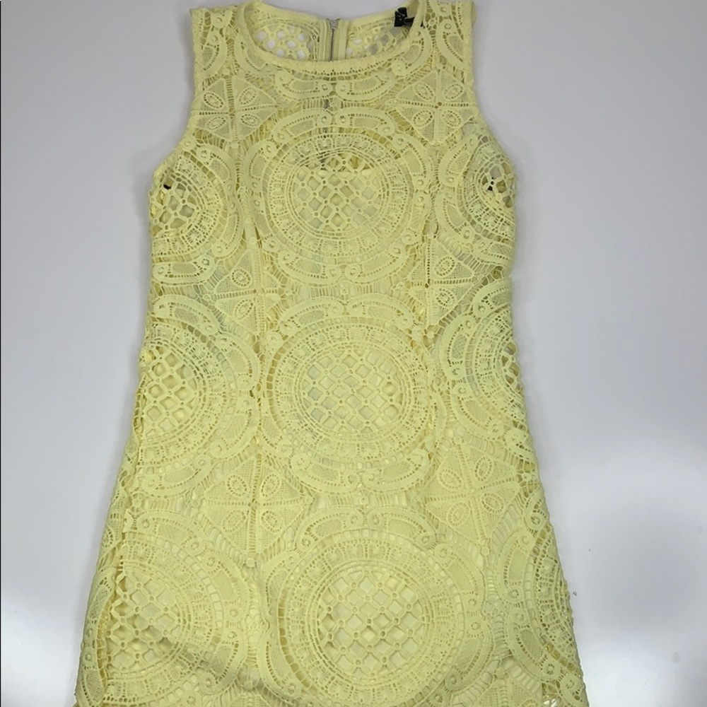 Forever 21 Crochet Sheath Dress Yellow Lined Small